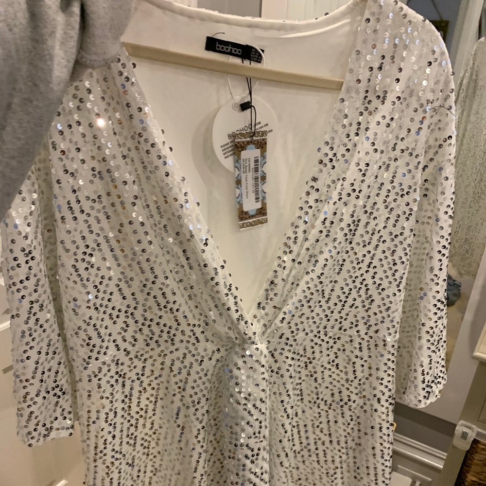 boohoo silver SPARKLY mini dress!!!